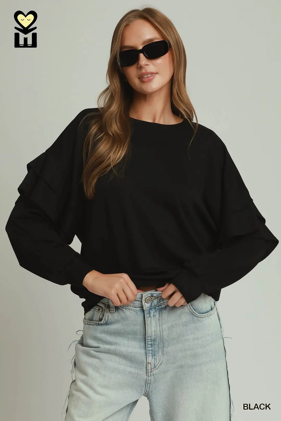 Black Ruffle Top