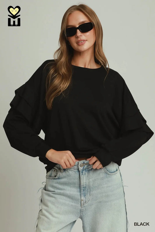 Black Ruffle Top